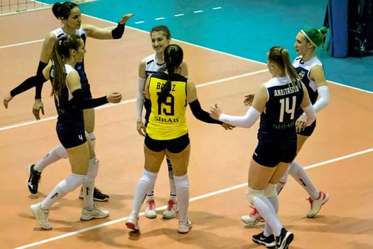 Volleyball professional Anastasia Chalysheva cheering